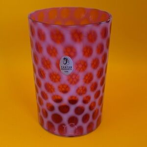 Fenton Cranberry Opalescent Polka Dot Glass Vase